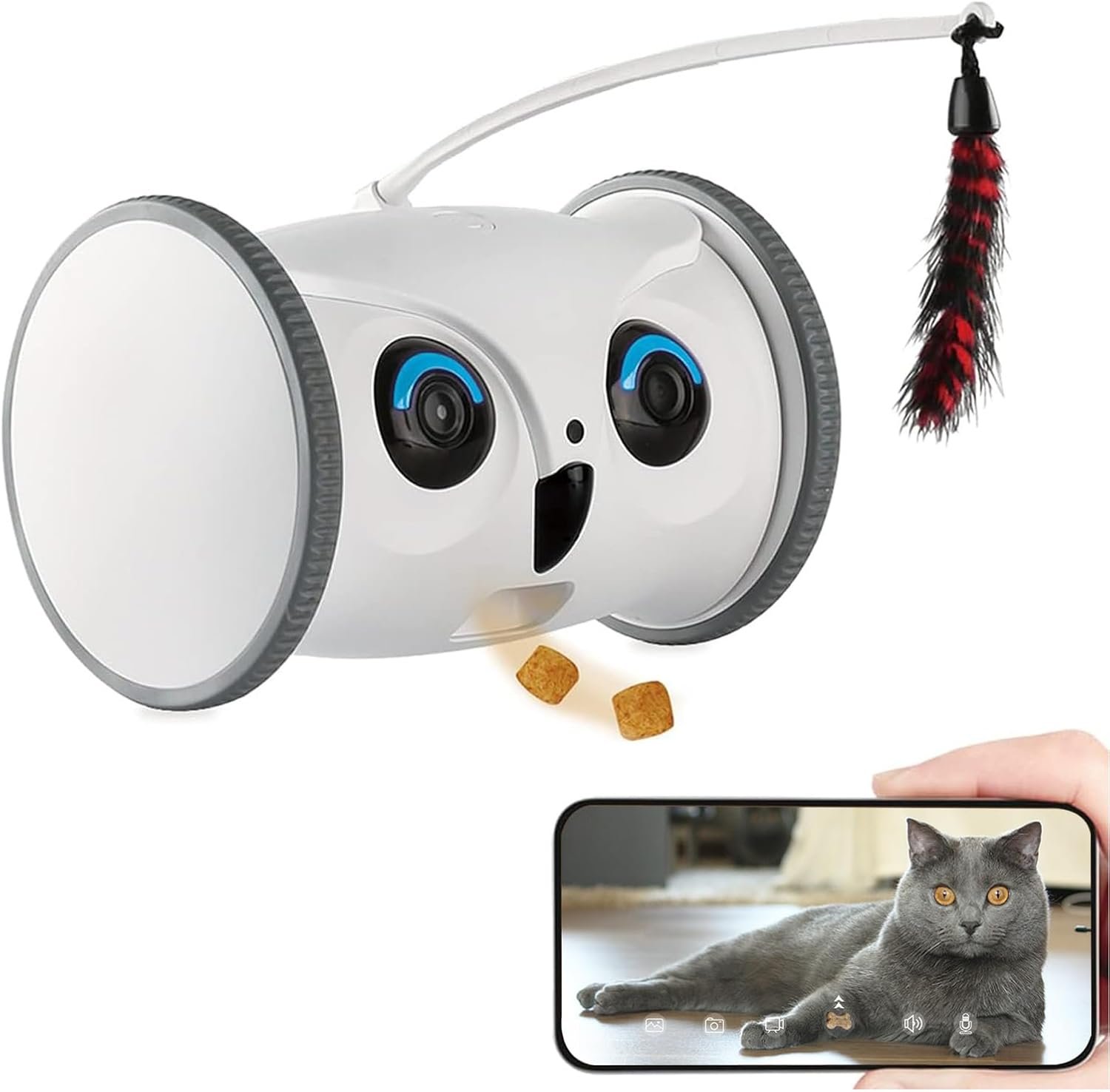 Owl Robot,Pet Camera Treat Dispenser Interactive Toy for Dogs Cats with Remote Phone App Control