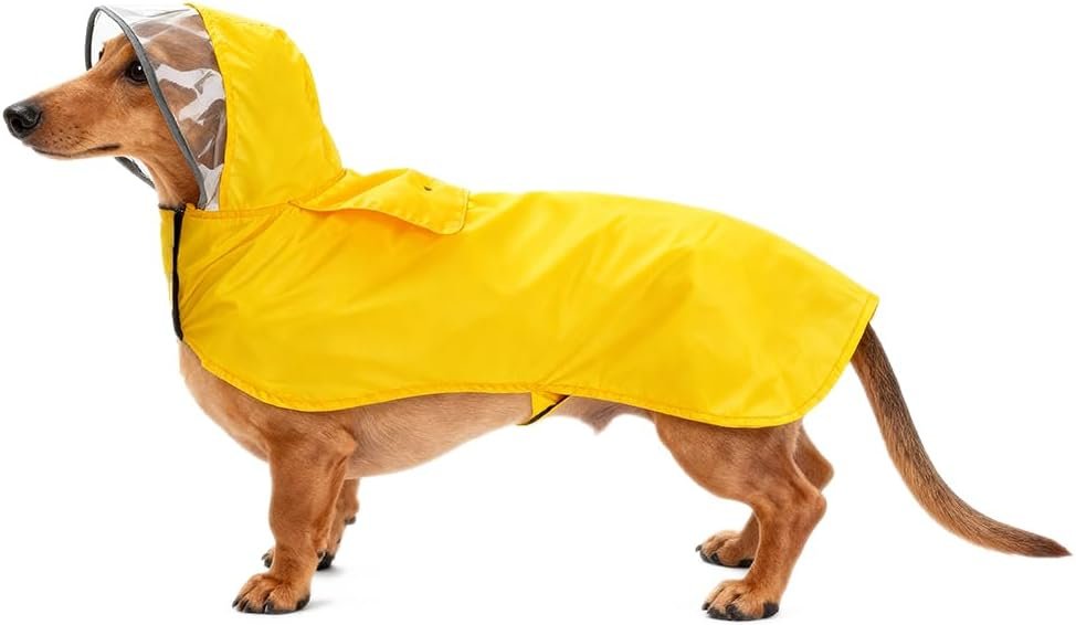 Pet Raincoat Packable Hooded Dog Rain Jacket Reflective Strips Lightweight Adjustable Poncho for Small Medium Large Dogs Yellow L