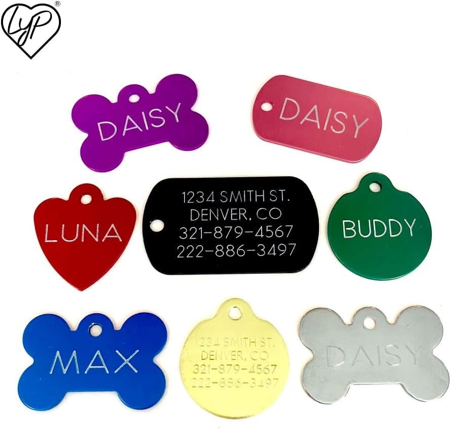 Love Your Pets Classic Pet ID Tags – Personalized Dog ID Tags, Cat Tags – 2 Sided Deep Engraved, Stainless, Brass & Aluminum