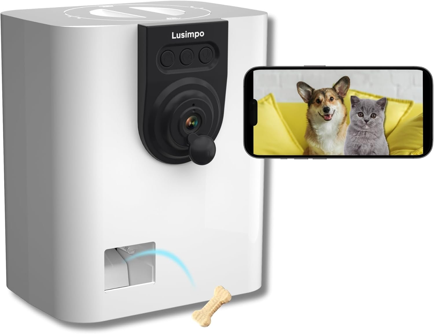 Pet Camera with Treat Dispenser, WiFi Smart Dog/Cat Camera, Free App, Tossing for Dogs/Cats, 1080P, Live Video, Auto Night Vision, 2-Way Audio, No Monthly Fee