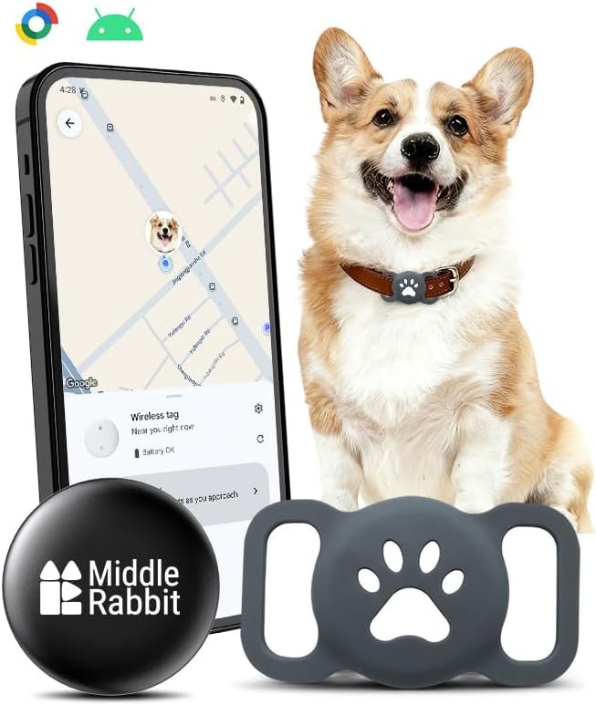 Dog GPS Tracker Tag for Android, Pet Tracker for Dogs | No Subscription, Works with Google Find My Device | Android AirTag Alternative for Dog Collars & Pets
