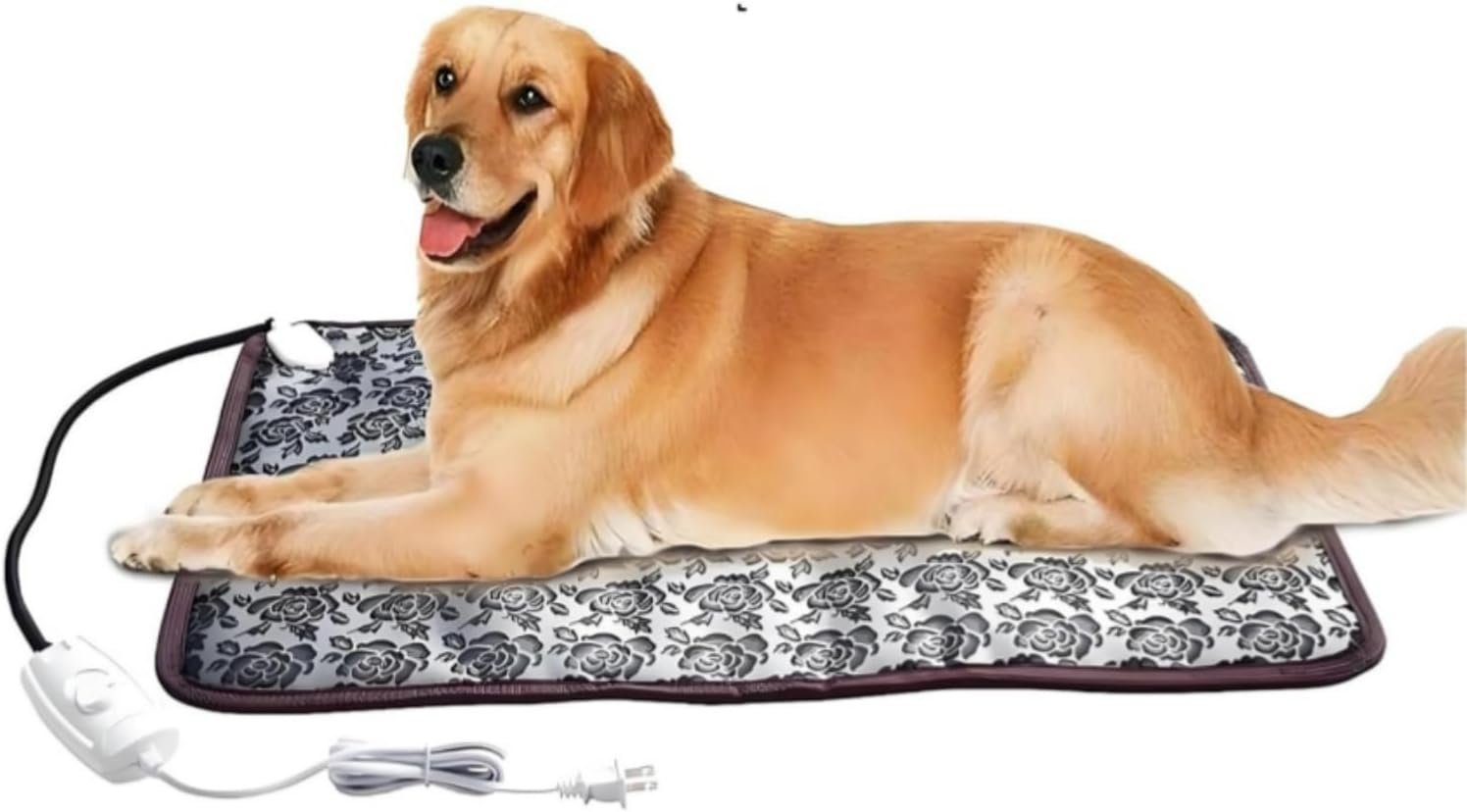 Heated Dog Bed Large Dog Heating Pad,Outdoor Doghouse Indoor Bed,Always On High & Low Heater for Small Medium Pet Cat Puppy Puppies Chew Proof,34×21 inches