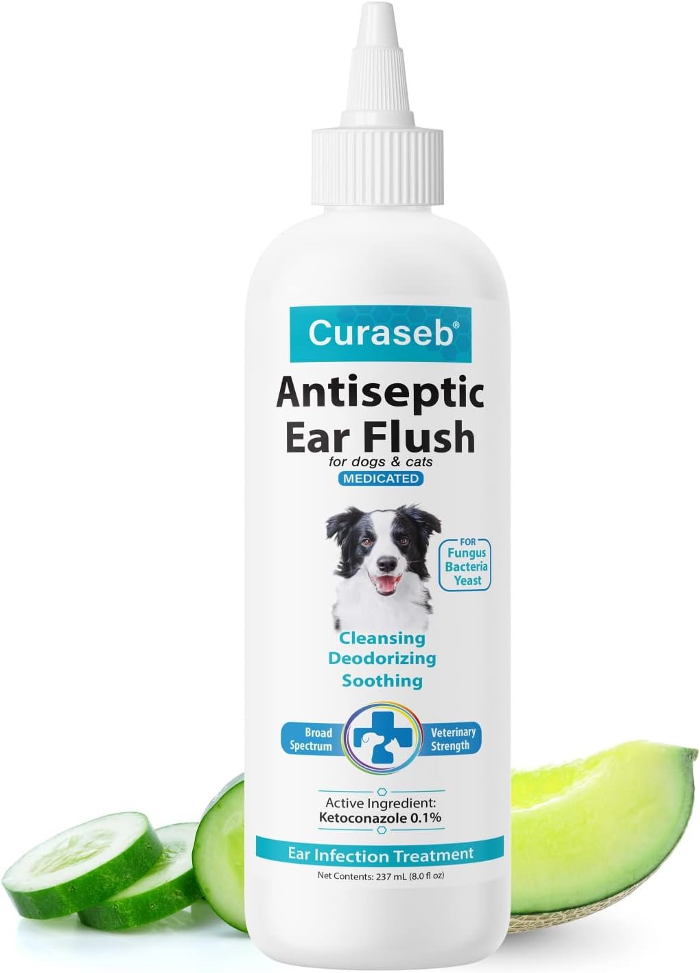 Curaseb Dog Ear Infection Treatment Solution – Soothes Itchy & Inflamed Ears – Cleans Debris and Buildup – 8oz
