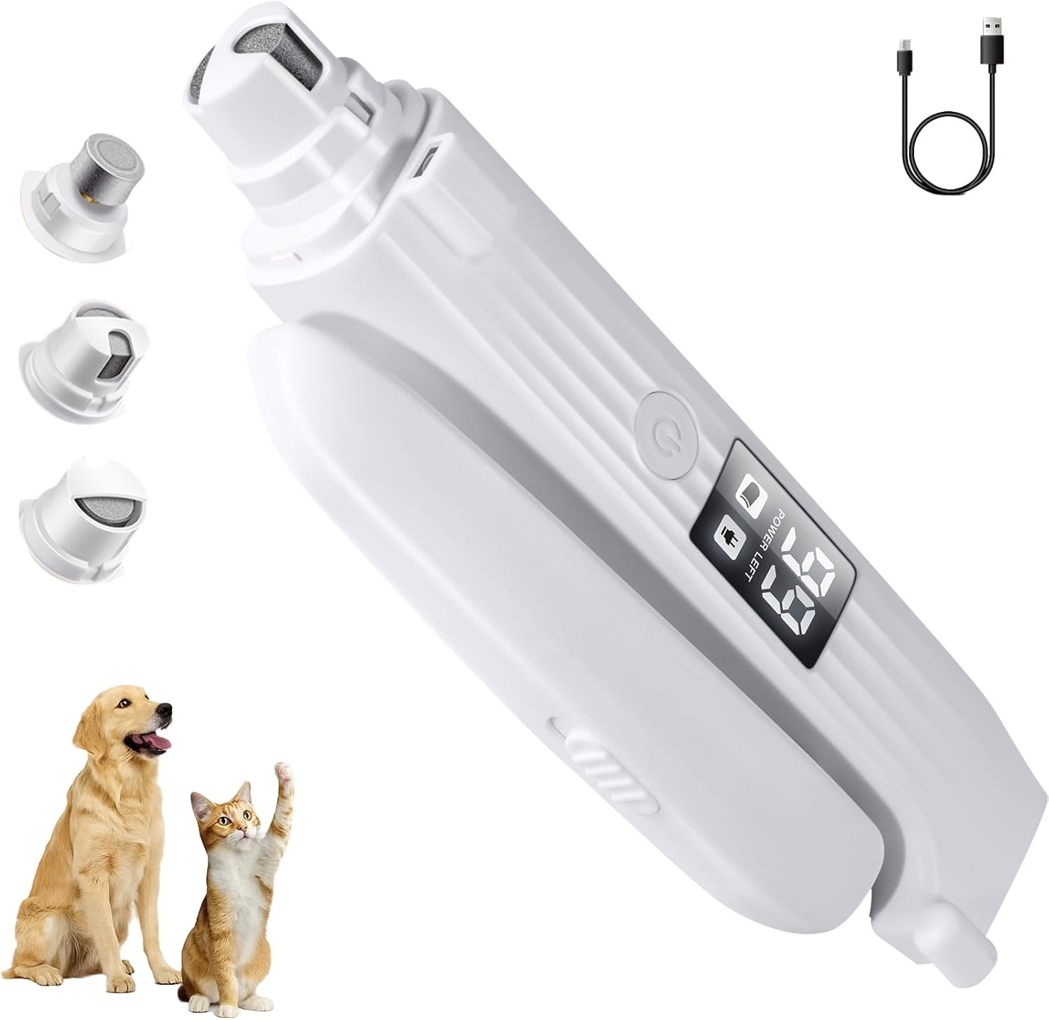 TMoMT Pet Nail Grinder for Dogs and Cats – 2in1 Dog&Cat Nail Trimmers Super Quiet and Low Vibration Electric Dog Nail Grinder- LED Display Dog Nail Clippers for Medium Small Dogs Cats Dog Nail File