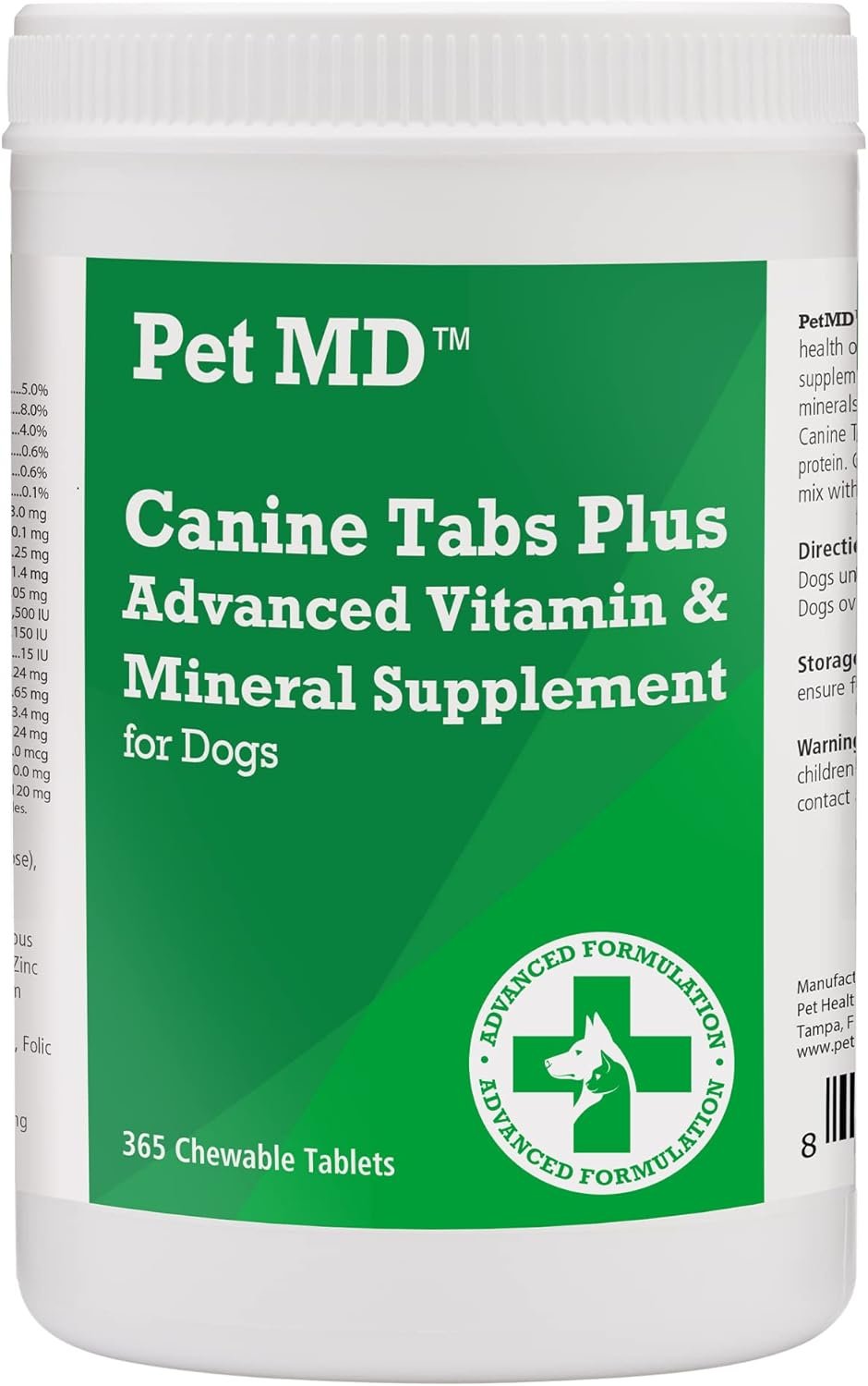 Pet MD – Canine Tabs Plus 365 Count – Advanced Multivitamins for Dogs – Natural Daily Vitamin and Mineral Nutritional Supplement – Liver Flavored Chewable Tablets