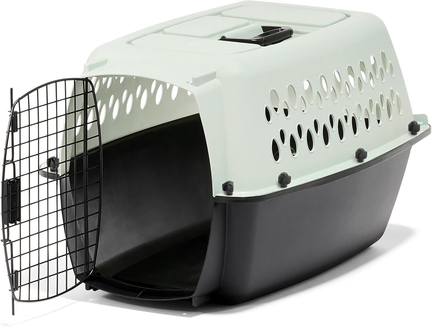 Petmate Pet Porter Fashion Dog Kennel – Crate for Pets 15-20 lbs – Airline Approved Pet Carrier – Durable Plastic Shell – For Home and Travel – Made in USA – 24 Inches – Pale Aqua and Black