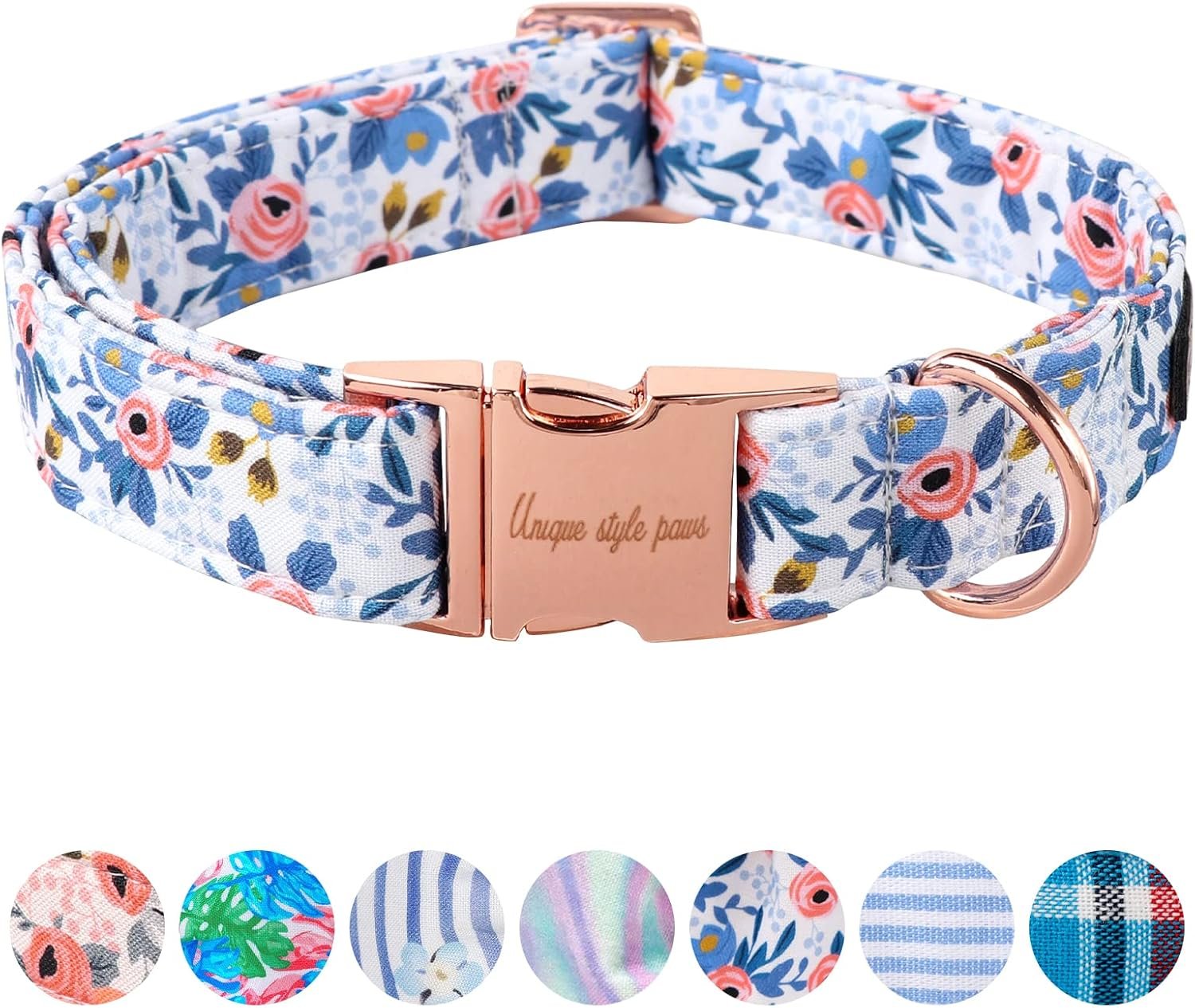 Unique Style Paws Metal Buckle Rose Collar – Durable & Cute for Small to Large Dogs