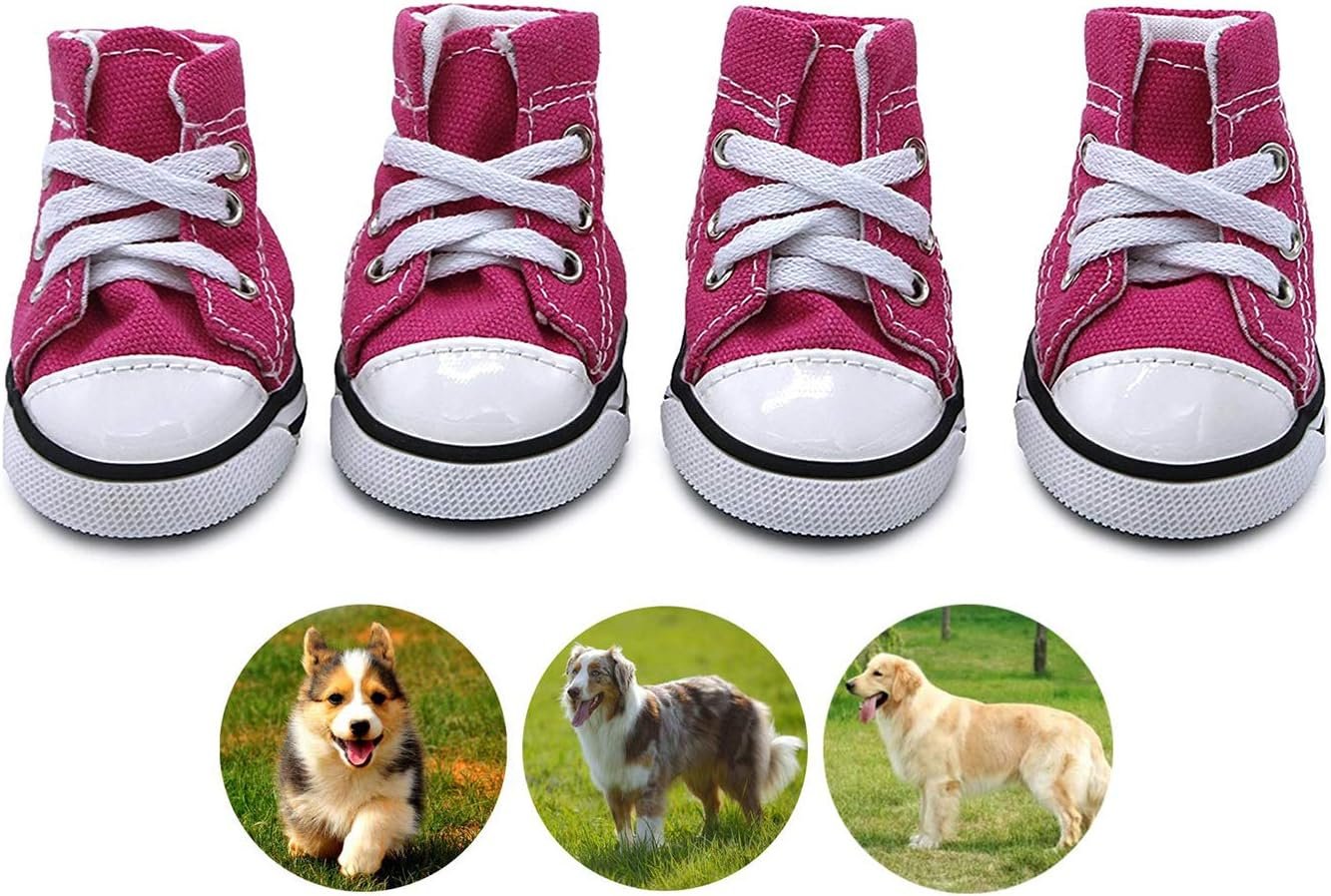 abcGoodefg Pet Dog Puppy Canvas Sport Sneaker Boots, Outdoor Nonslip Causal Shoes Rubber Sole Soft Cotton Inner Fabric Shoes for Small Dog (#2(1.331.73), Pink)