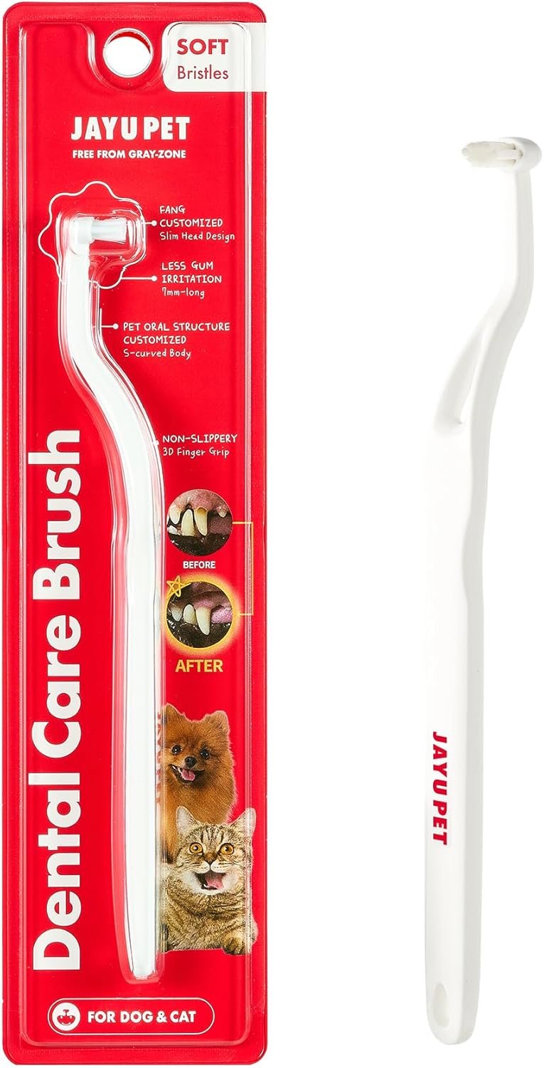 JAYU PET Dental Care Brush (Soft Bristles) 1ea – Dog Toothbrush, Cat Toothbrush, Dental Care for Kitten and Small Dogs, Removing Old Plaque and Tartar, Cat Teeth Brushing & Easy Cleaning