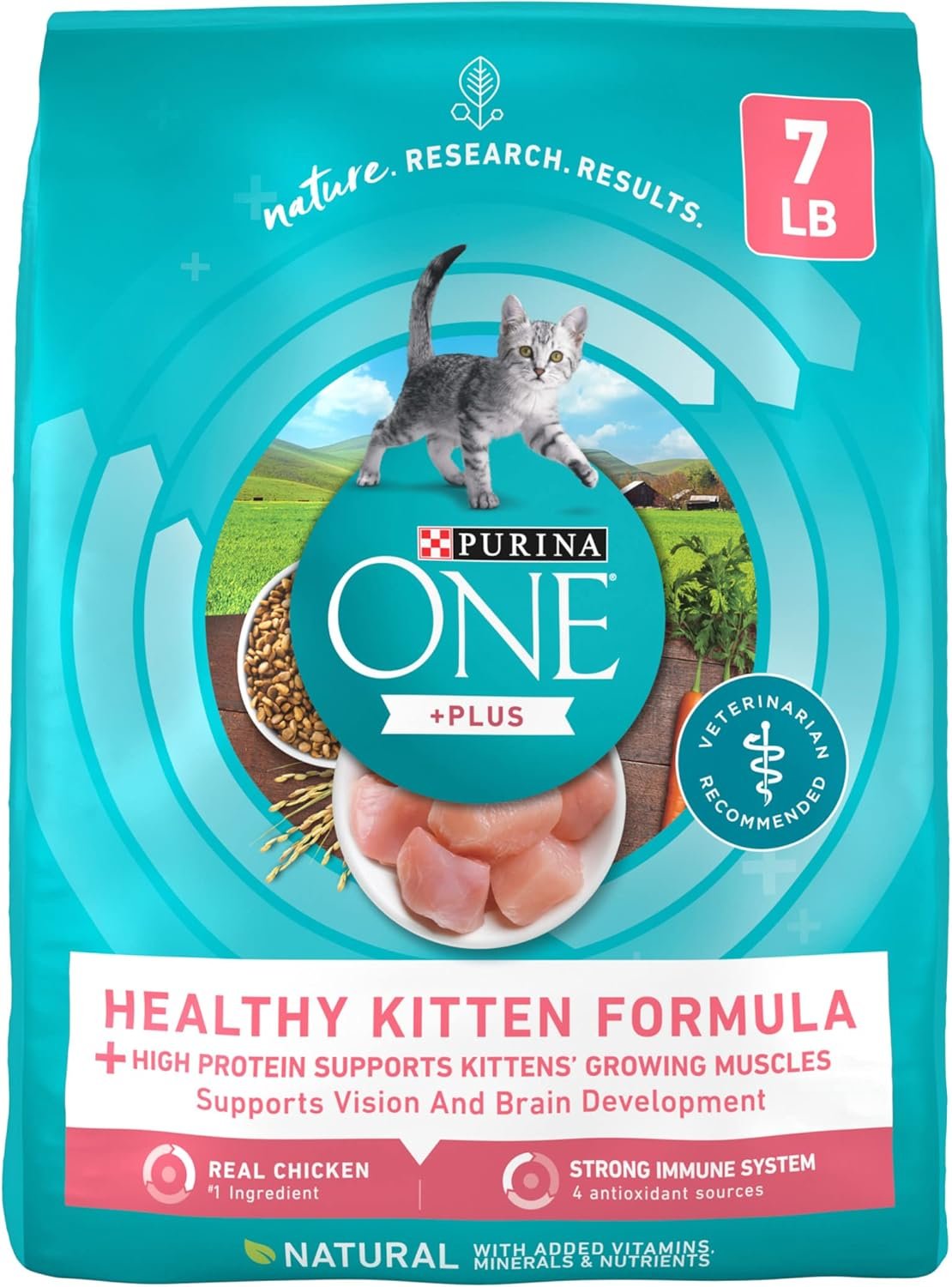 Purina ONE High Protein, Natural Dry Kitten Food, +Plus Healthy Kitten Formula – 7 lb. Bag