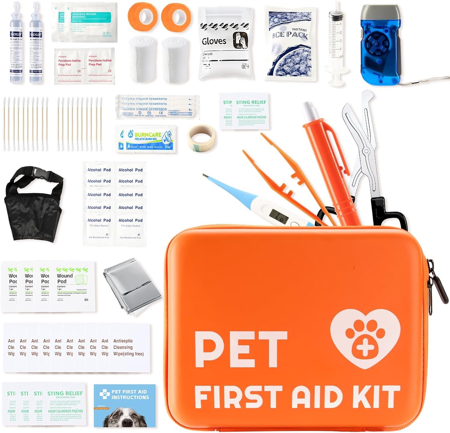Portable Dog First Aid Kit with Hook – Water Resistant Pouch for Hiking, Camping, Daily Family Use, Travel, Pet Safety, Thoughtful Gift for Pet Owners (81pcs Upgrade Professional Version)