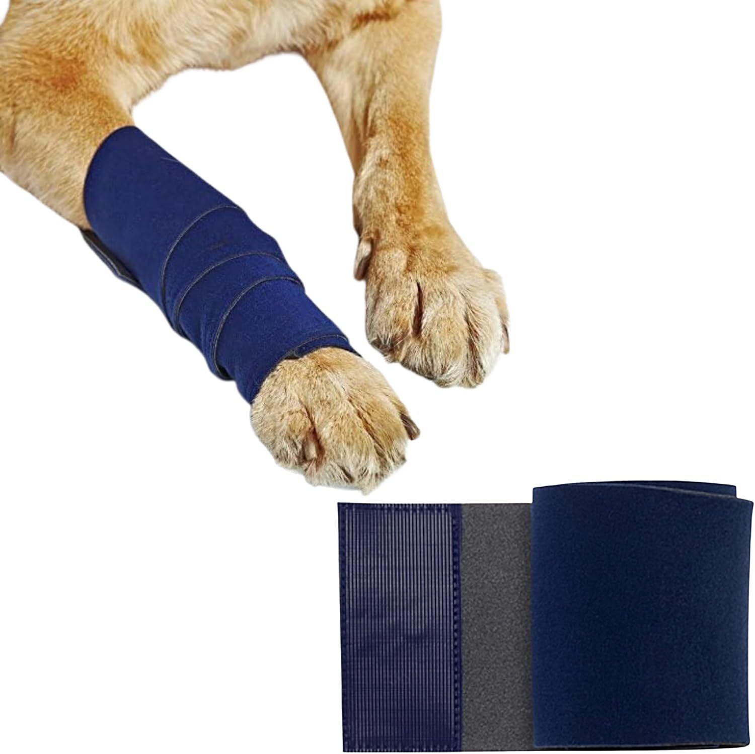 Healers PetCare Leg Wraps – Adjustable Dog Bandages with Gauze Inserts – Breathable Elastic Wrap for Wound Care & Joint Support – Non-Slip, Reusable, Machine Washable – Medium 24-Inch, Blue