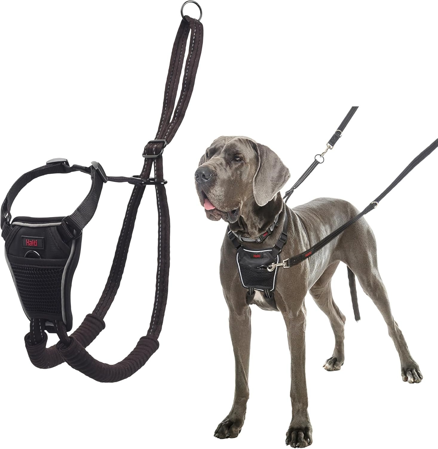 Halti No Pull Harness – Stop Your Dog Pulling on The Leash. Adjustable, Lightweight and Easy to Use. Reflective Dog Training Harness for Large Dogs (Size L, Black)