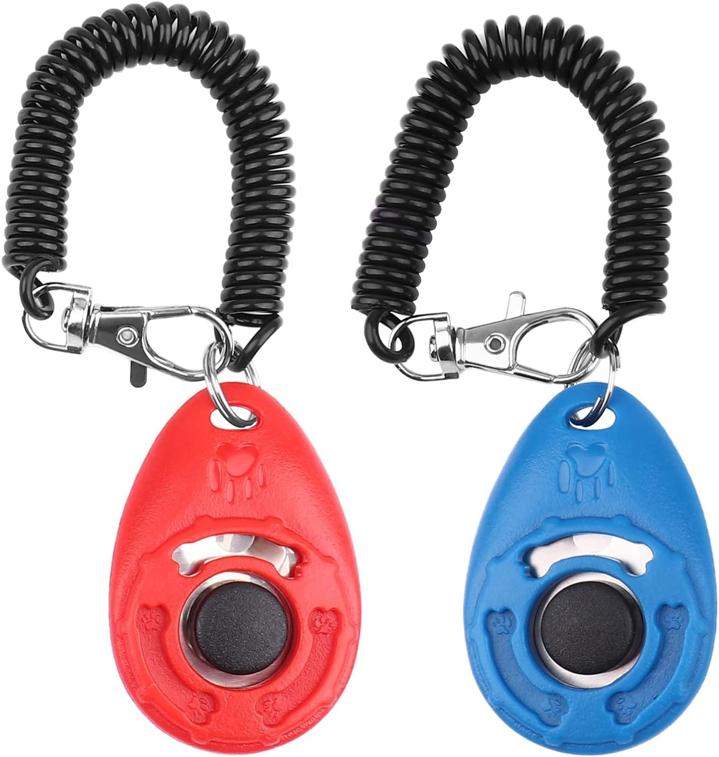Dog Training Clicker with Wrist Strap – OYEFLY Durable Lightweight Easy to Use, Pet Training Clicker for Cats Puppy Birds Horses. Perfect for Behavioral Training 2-Pack (Red and Blue)