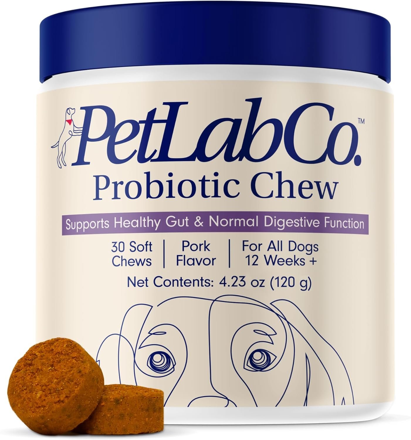 PetLab Co. Probiotics for Dogs, Support Gut Health, Occasional Diarrhea, Digestive Health & Seasonal Allergies – Pork Flavor – 30 Soft Chews – Packaging May Vary