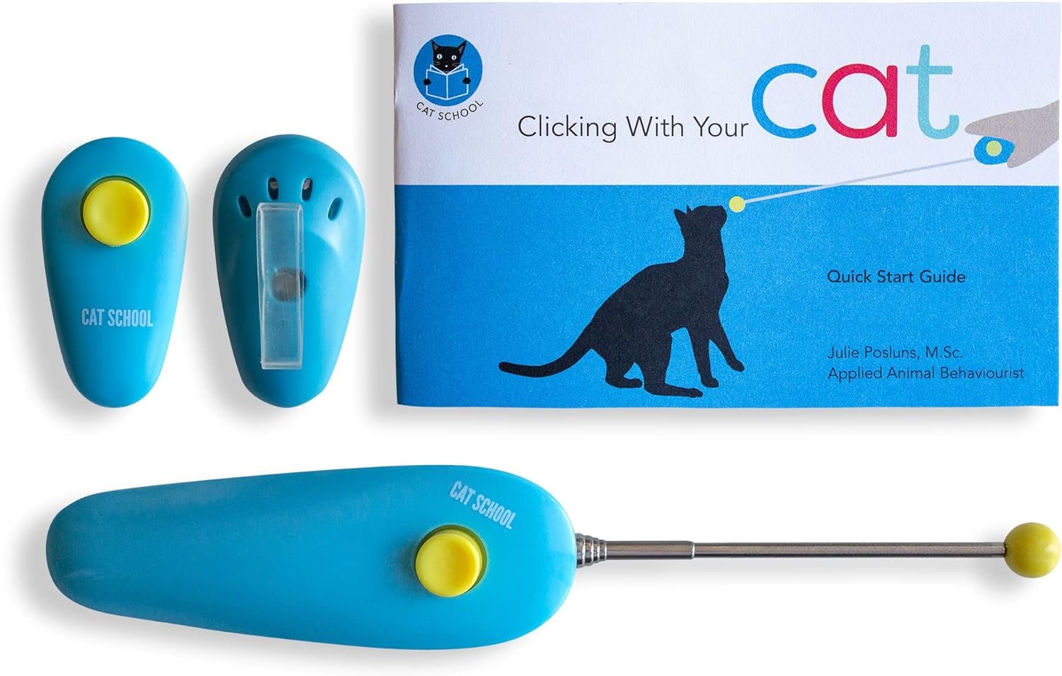 CAT SCHOOL Clicker Training Kit – 1 Target Stick, 1 Step-by-Step Instruction Booklet – Perfect for Fist Bump Training & Positive Behavior