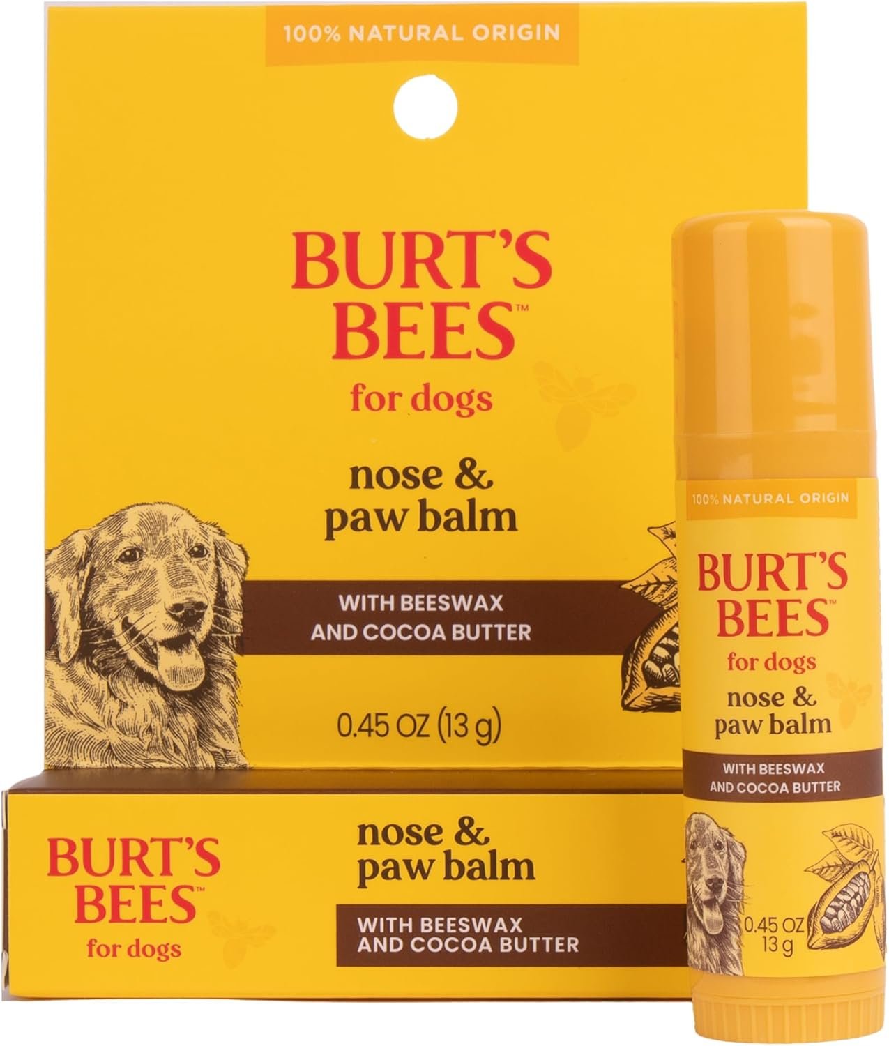 Burt’s Bees for Pets Nose and Paw Balm with Beeswax and Cocoa Butter,100% Natural Origin Formulas, Dog Paw Pad Balm, Paw Moisturizer for Dogs, Dog Nose Balm