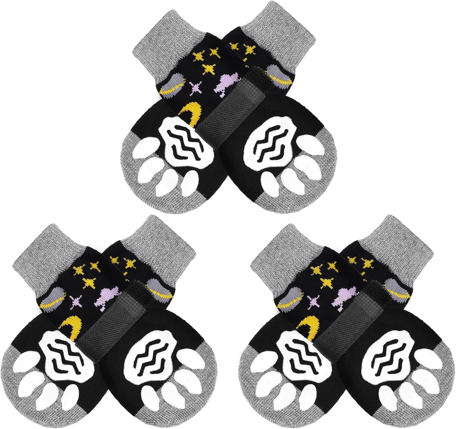 PUPTECK Non-Slip Dog Socks Double Sides Grips for Hardwood Floors Prevents Licking, Dog Shoes for Hot Pavement Booties for Senior Small Medium Large Dogs