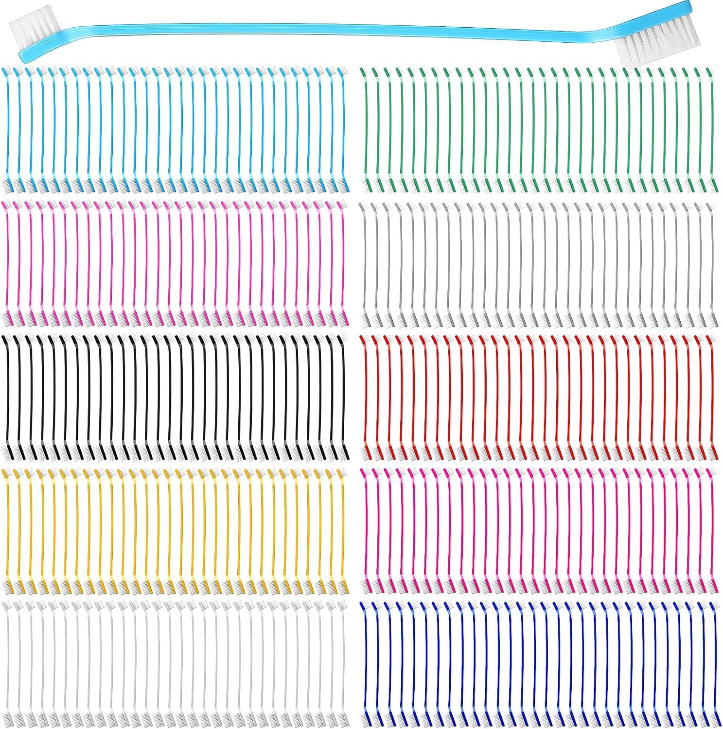 Eaasty 300 Pcs Dog Toothbrush Bulk Dual Headed Dental Brushes Puppy Tooth Brushing Kit Long Handle Toothbrush for Large Small Dogs Cats Puppy Teeth Cleaning Oral Dental Care Supplies 10 Colors