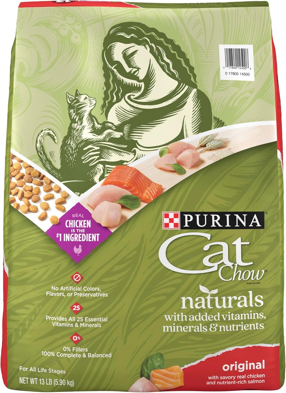 Purina Cat Chow Naturals With Added Vitamins, Minerals and Nutrients Dry Cat Food, Naturals Original – 13 lb. Bag