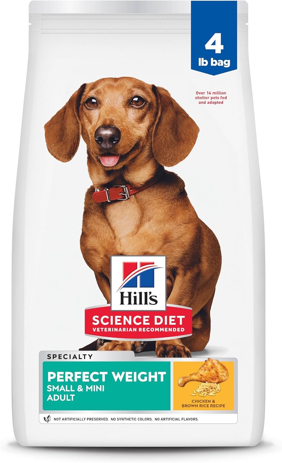 Hill’s Science Diet Perfect Weight, Adult 1-6, Small & Mini Breeds Weight Management Support, Dry Dog Food, Chicken Recipe, 4 lb Bag