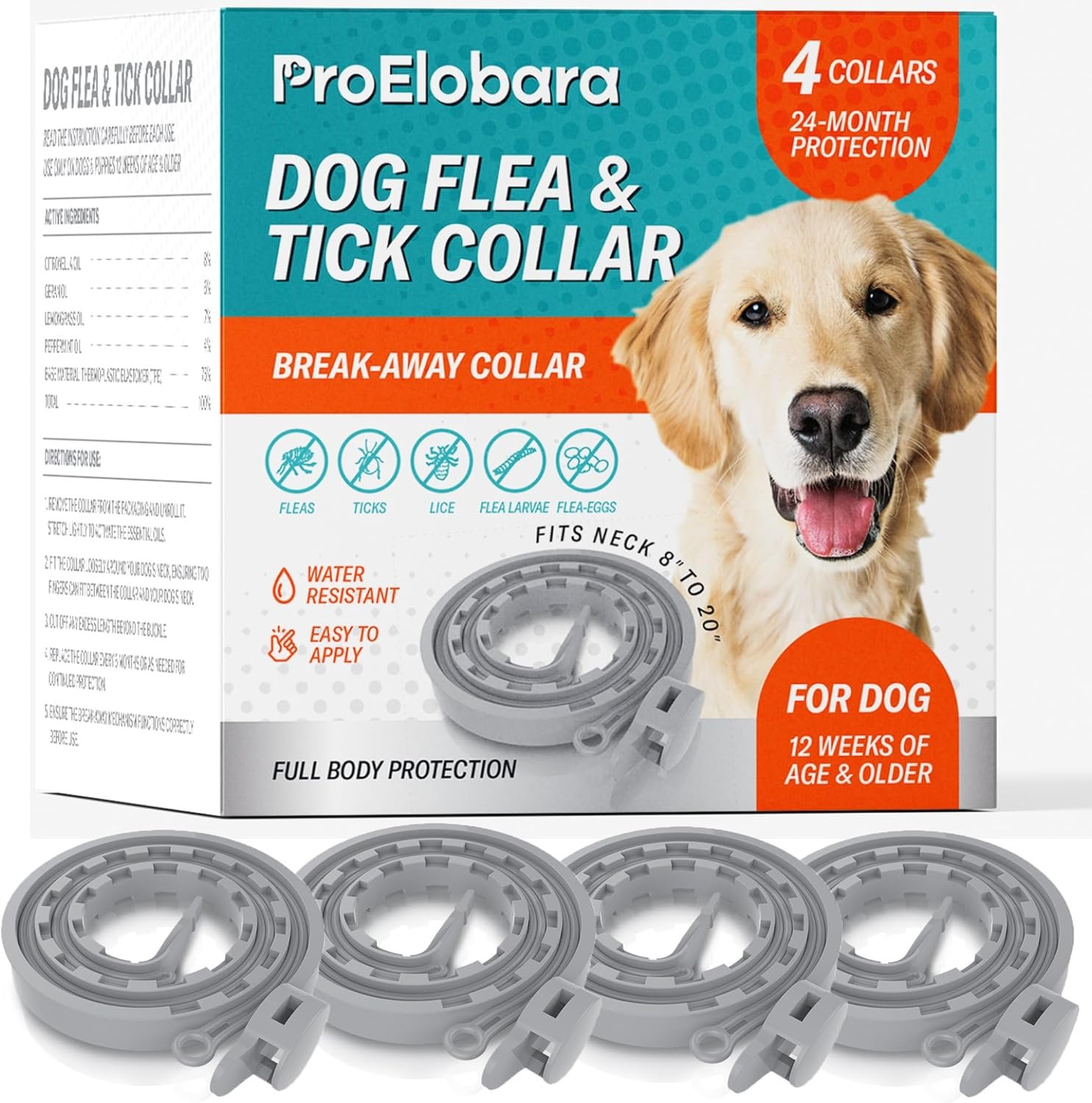 Flea and Tick Prevention Collars for Dogs: Effective Pet Flea Tick Treatment for Dog Collar – Adjustable Natural Flea Tick Collars for Extra Large, Medium, Small Dogs, Fleas Ticks Control for Puppies