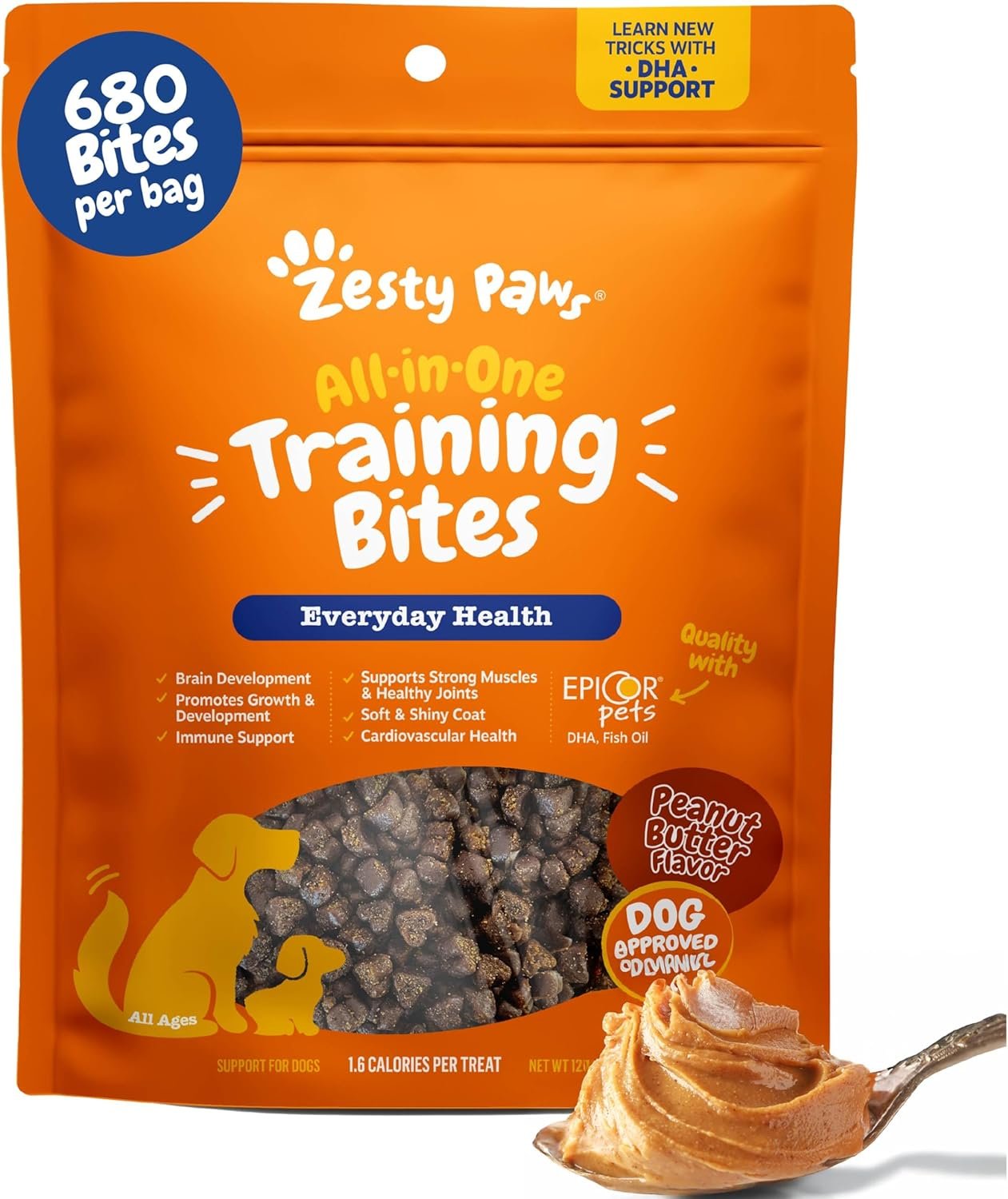 Zesty Paws Training Treats for Dogs & Puppies – Dog Treats for Training – Healthy Dog Chews for Hip, Joint & Muscle Health – for All Breeds and Ages – PB Flavor – 12oz