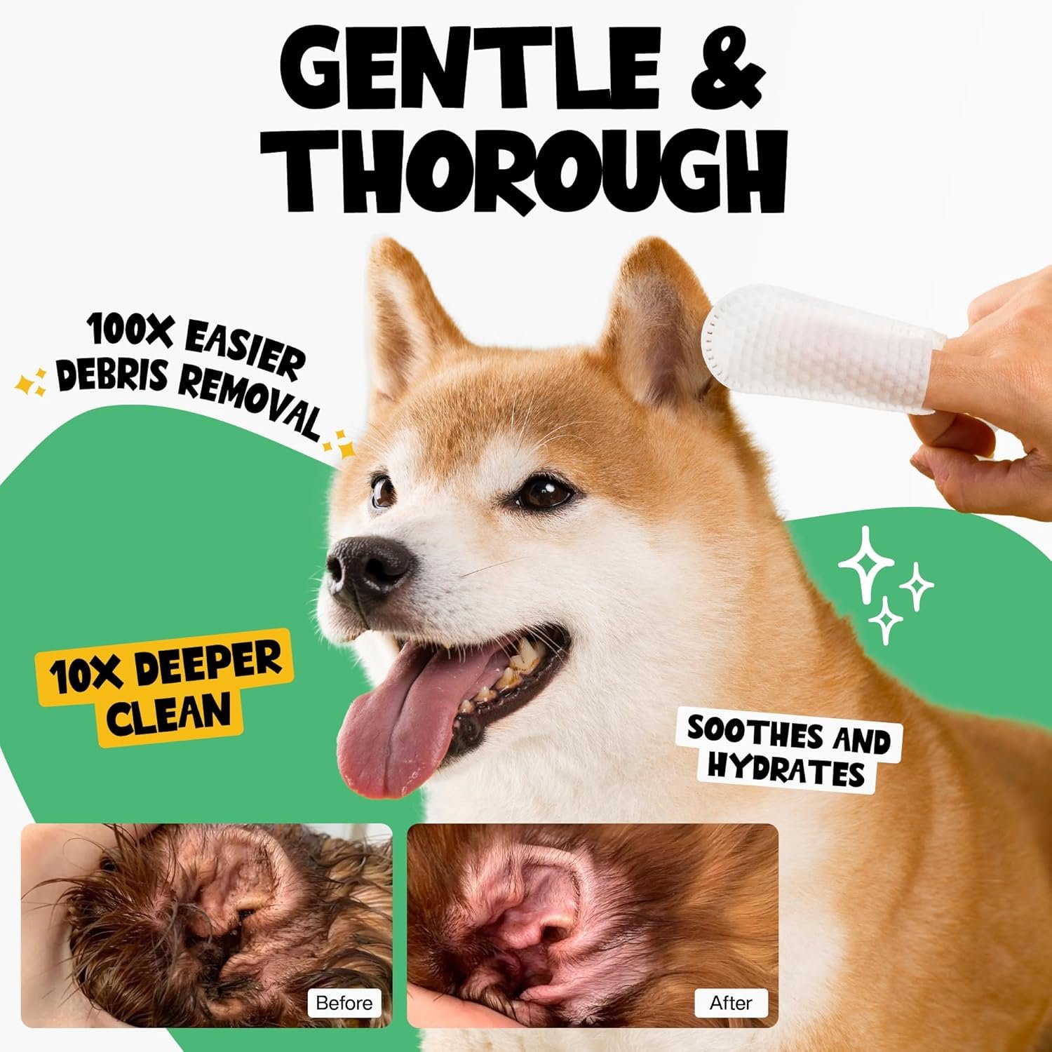 Dog Ear Cleaner Wipes 100 Counts – Vet-Recommended Pet Ear Wipes to Remove Wax, Dirt, Relieve Ear Itching & Inflammation for Dogs & Cats