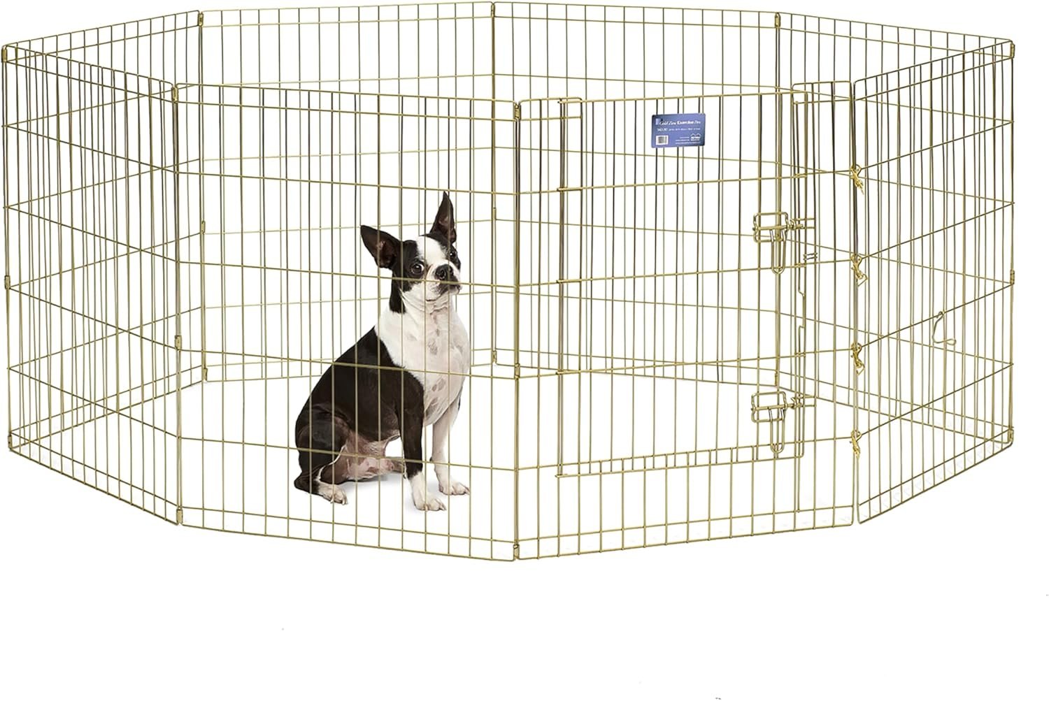 MidWest Homes for Pets Folding Metal Puppy/Dog Exercise Pen, Indoor/Outdoor Playpen with Door, 16 Sq Feet of Play Space, 30-Inches Tall, Gold Zinc