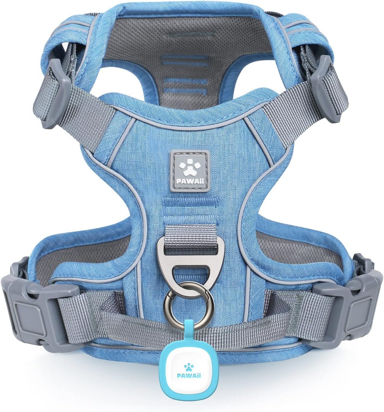 Pawaii No Pull Dog Harness with Pet ID Tag,Reflective Strips No Choke Front O Ring Breathable Mesh Adjustable Soft Padded Pet Vest with Easy Control Handle for Small Dogs