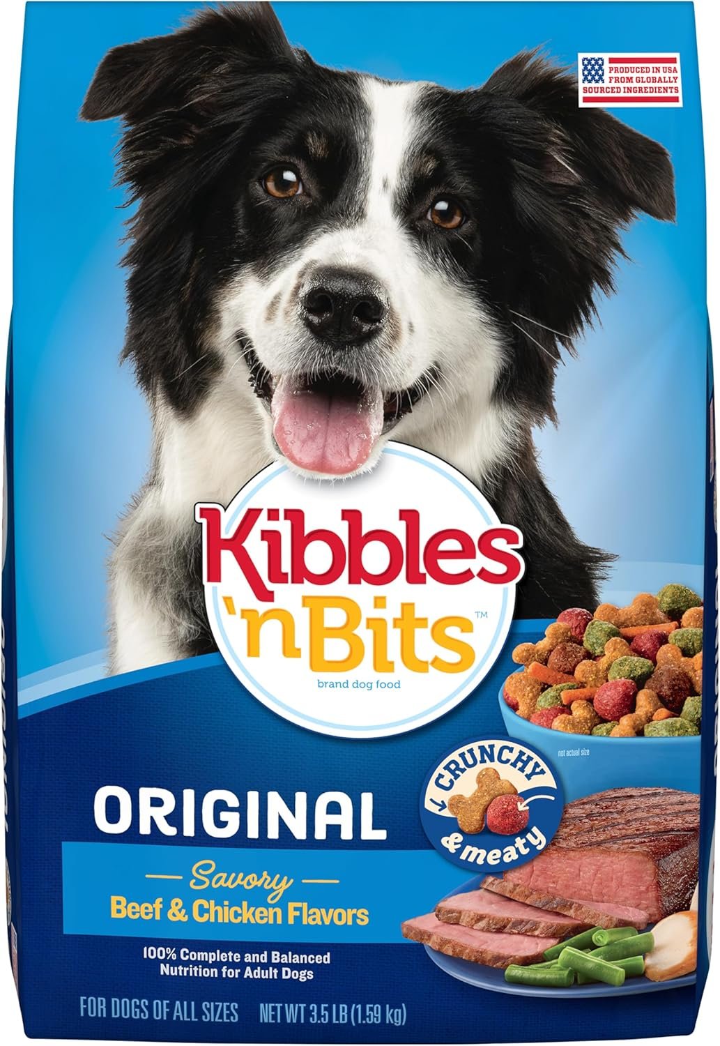 Kibbles ‘n Bits Original Dry Dog Food, Savory Beef & Chicken Flavors for Adult Dogs, 3.5 lb. Bag