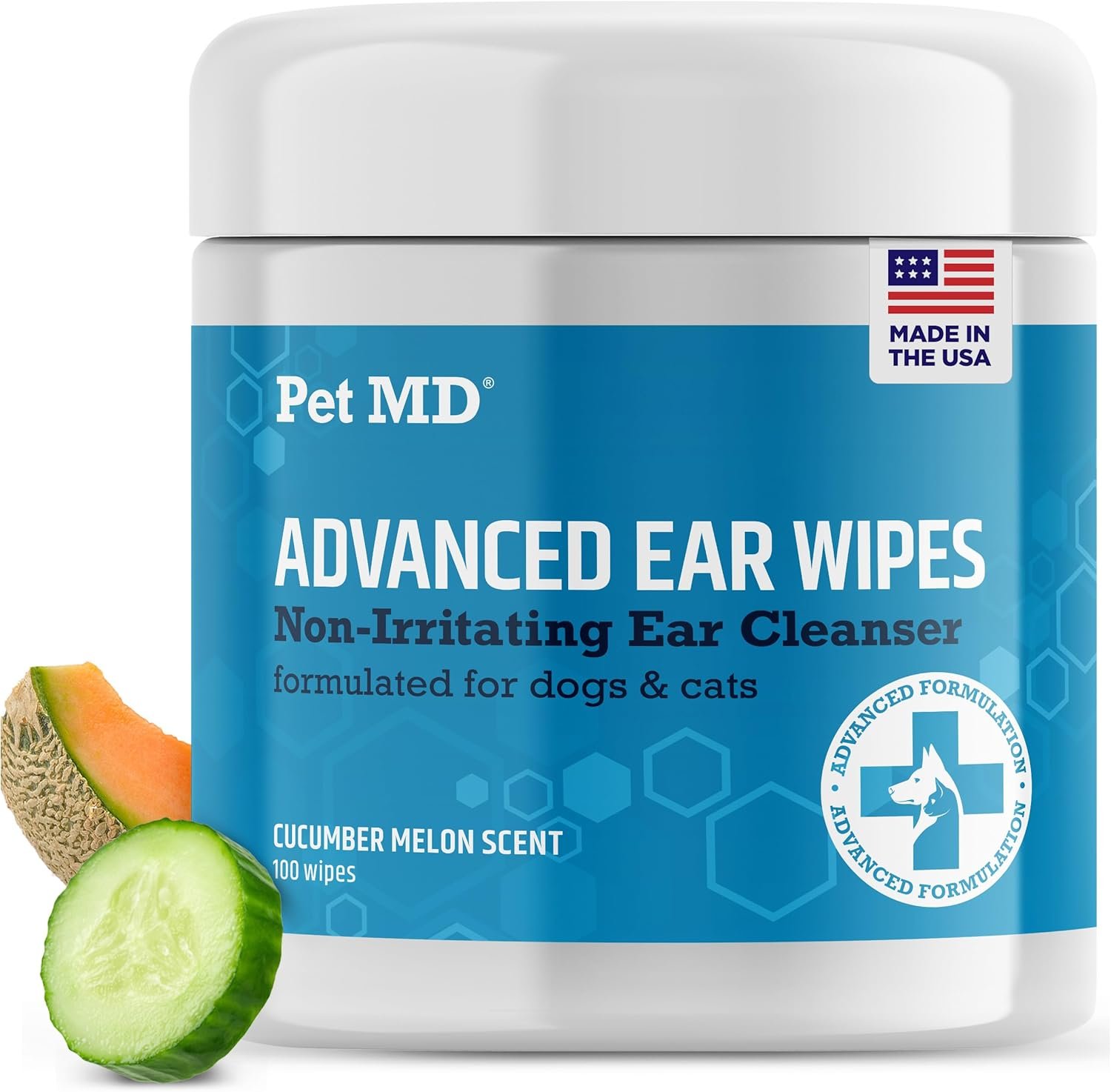 Pet MD Cat and Dog Ear Cleaner Wipes – Advanced Otic Veterinary Ear Cleaner Formula – Dog Ear Infection Treatment – 100 Count