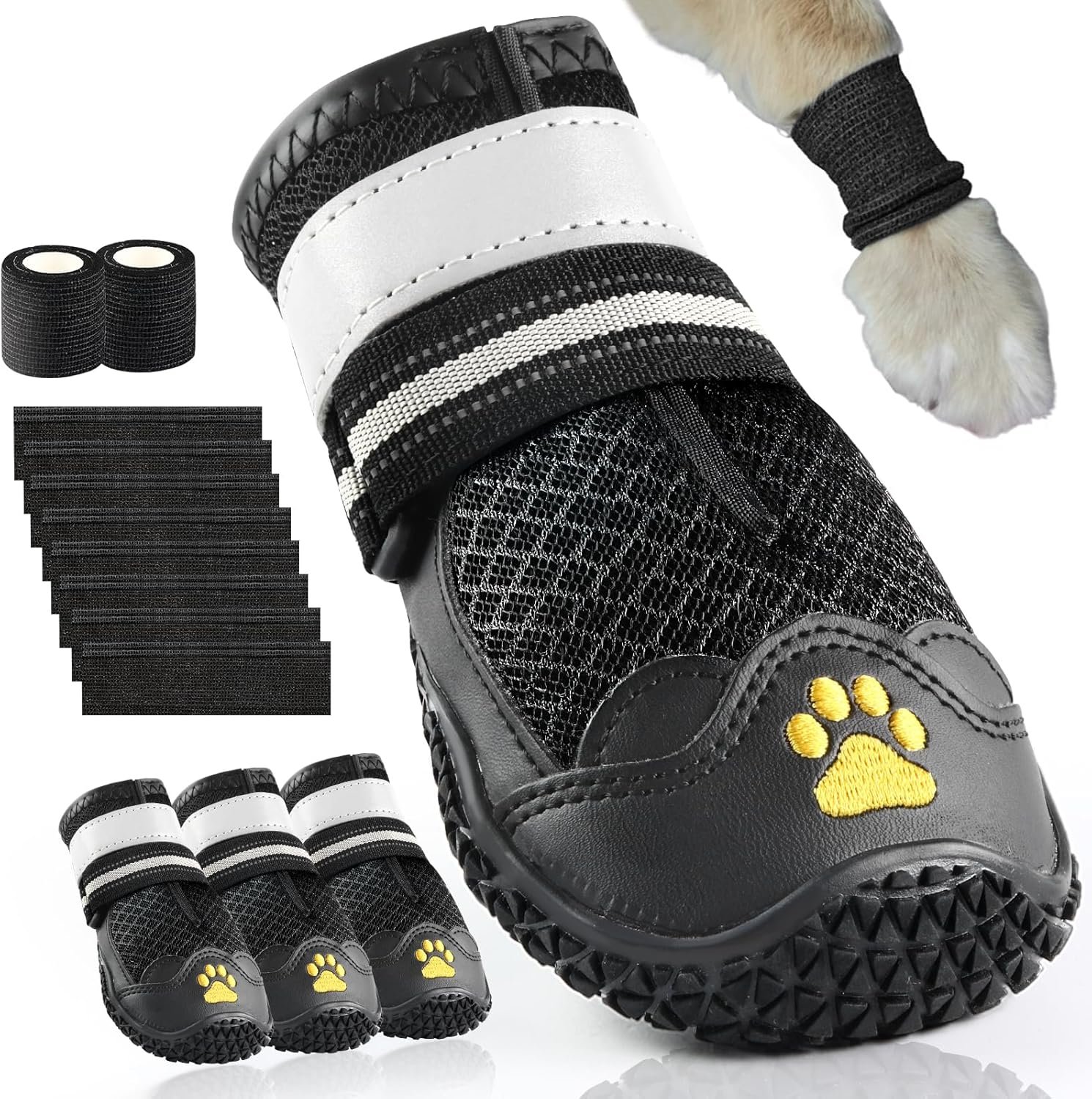 Cupount Dog Shoes for Small Dogs – Breathable Anti-Slip Booties for Hot Pavement, Outdoor Paw Protectors for Walking, Hiking, Running (4 Pcs, Fits 26–32 lbs)