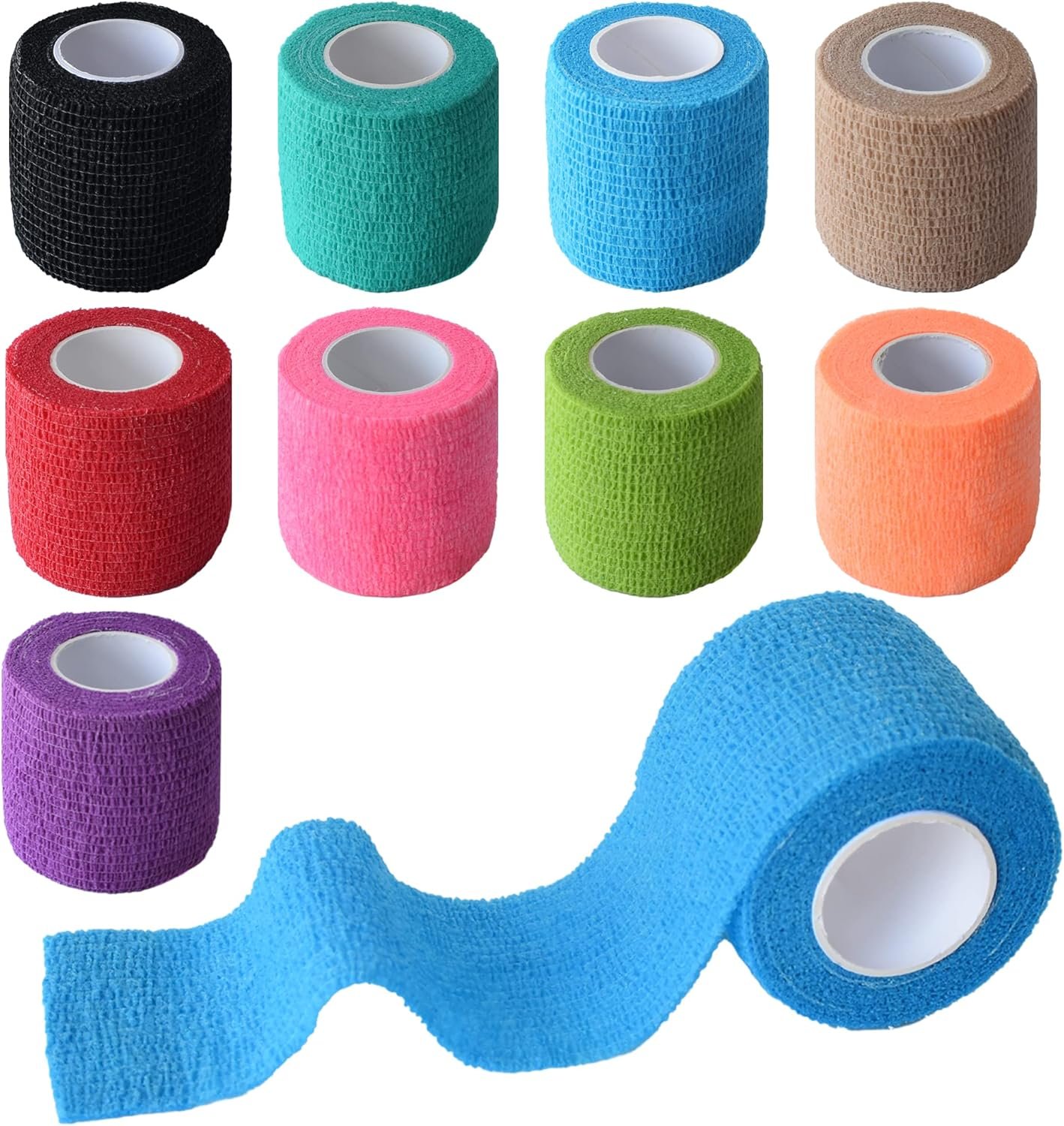 9 Pack 2″ x 5 Yards Self Adhesive Bandage Wrap Self Stick Wrap for Ankle, Wrist, Finger, Sports, Breathable Cohesive Vet Tape for Pets (Multi Colors)