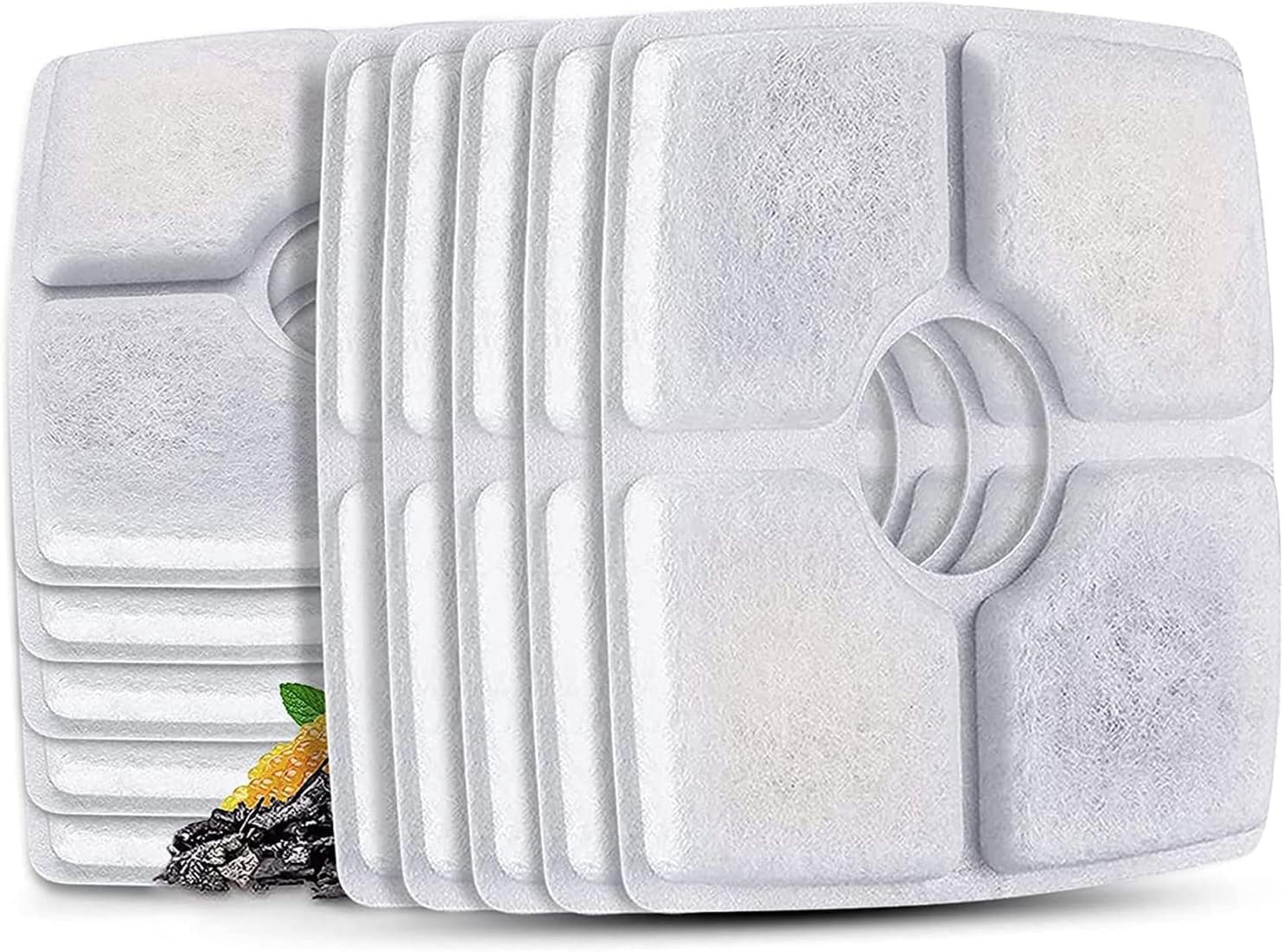 Cat Water Fountain Filters,10 Pack Replacement Filter Fit for Top Square 84oz/2.5L Cat Pet Fountain, 3 Filtration System