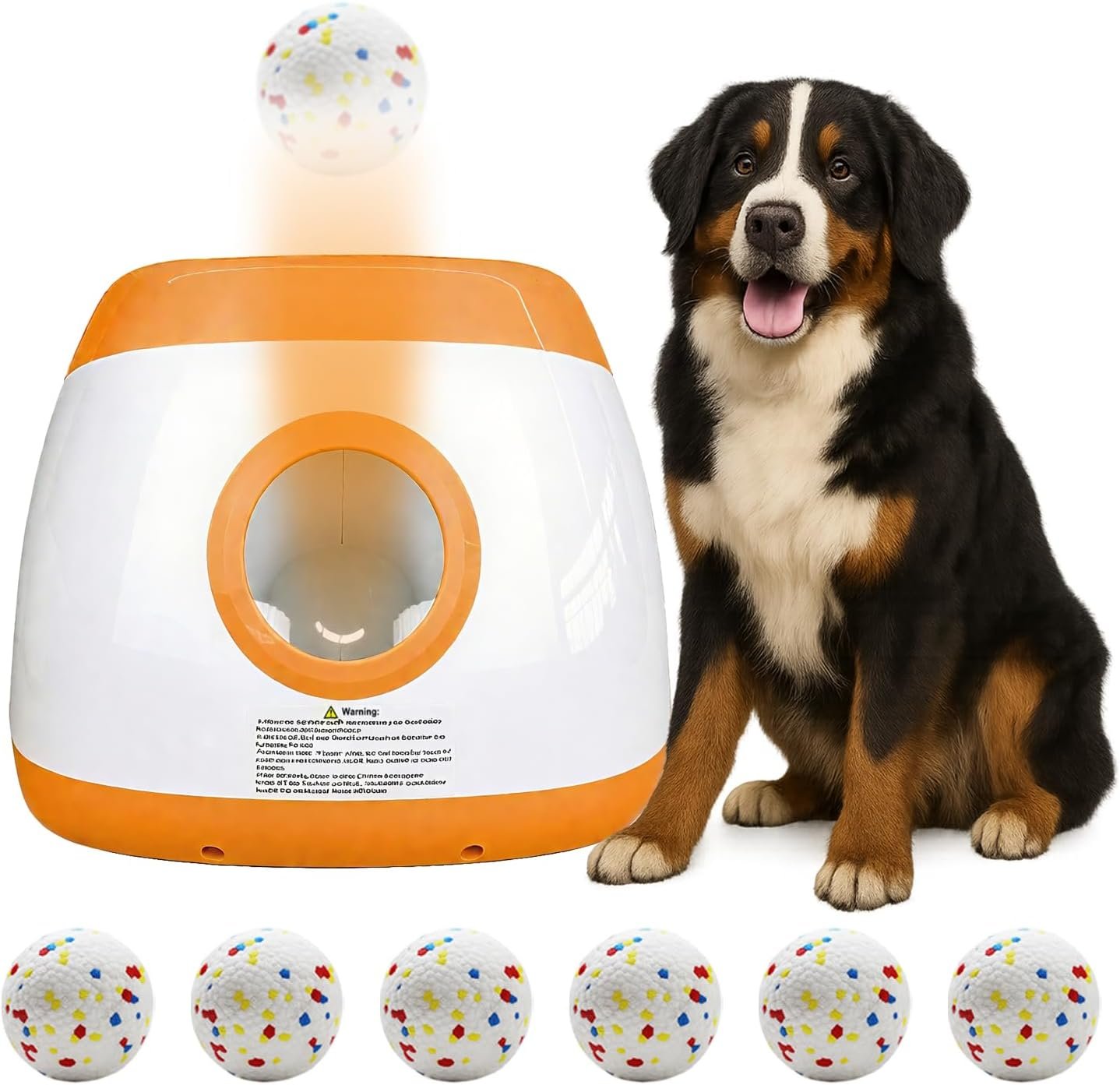 Large Automatic Dog Ball Launcher with 6 Tennis Balls (2.5″), Dog Ball Thrower for Medium & Large Dogs, 3 Adjustable Distance 26-78FT, Remote Control Launcher for Outdoor