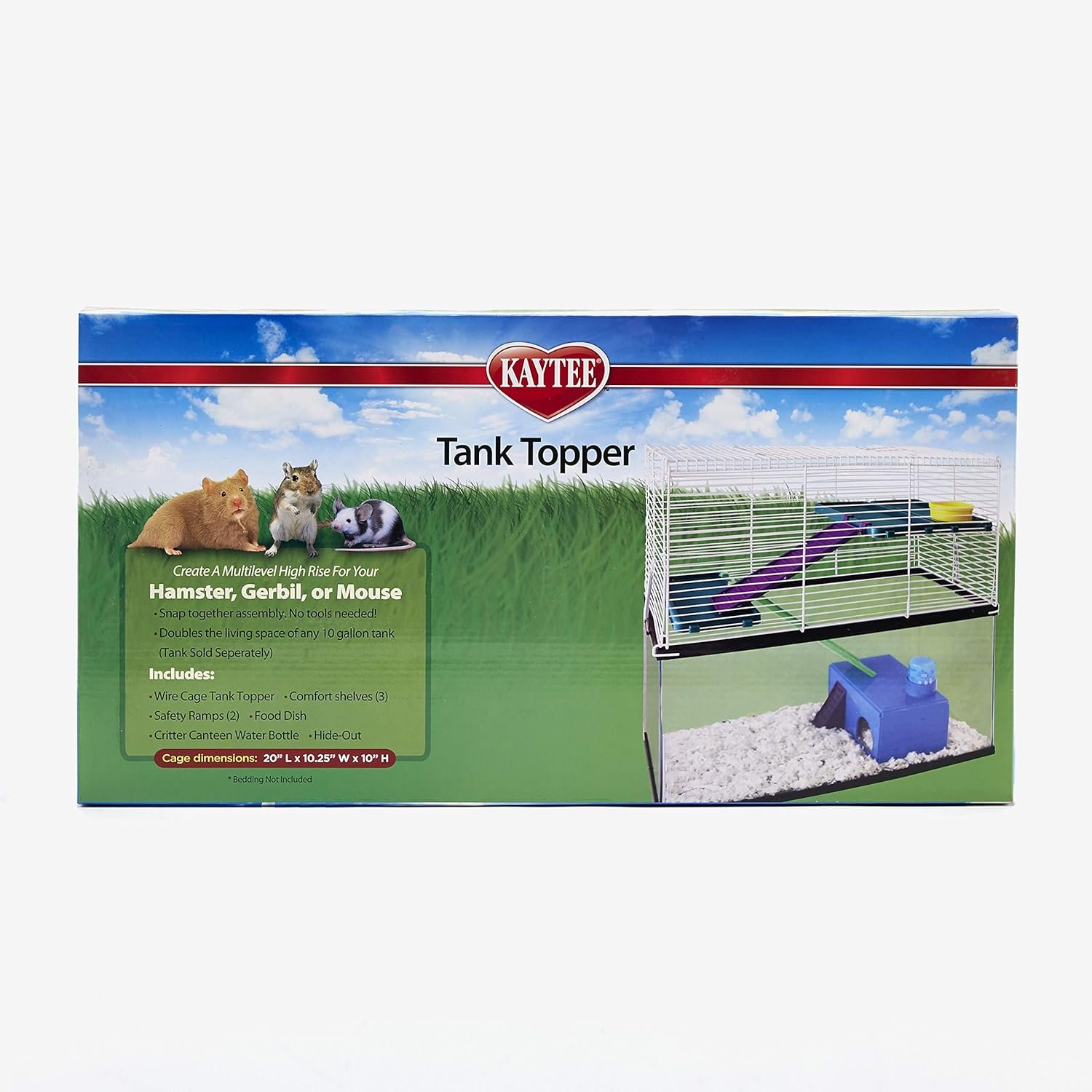 Kaytee 10 Gallon Aquarium Tank Topper Add On Habitat for Pet Gerbils, Hamsters or Mice