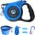 PETIMP Retractable Dog Leash Lightweight 16FT Leash Claw Print, with Folding Bowl,Dispenser,Rubbish Bags, for Small Medium Dogs(Blue)