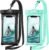 CACOE [Floatable] Floating Universal IPX8 Waterproof Phone case 2 Pack-Up to 7.0″,Adjustable Lanyard Phone Pouch,Cellphone Dry Bags for Vacation Beach Pool Kayak Cruise Travel Essentials（Black+Green）