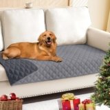Smiry Waterproof Couch Covers for Dogs Washable, Reversible Pet Couch Covers for 3 Cushion Sofa Pet Friendly, Soft Sofa Furniture Protector for Dogs Cat Kids, Checkered (30″x70″, Grey/Dark Grey)