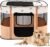 Avont Portable Dog Cat Playpen, Foldable Pop Up Pet Play Pen Travel Crate with Floor and Mesh Door Top for Indoor Outdoor Collapsible Tent Cage -S, Orange